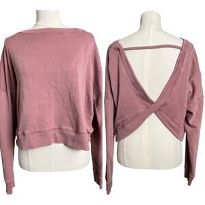 Aero Pink Grunge Sweatshirt Fleece Pullover Open Back Rose Factory Faded Large